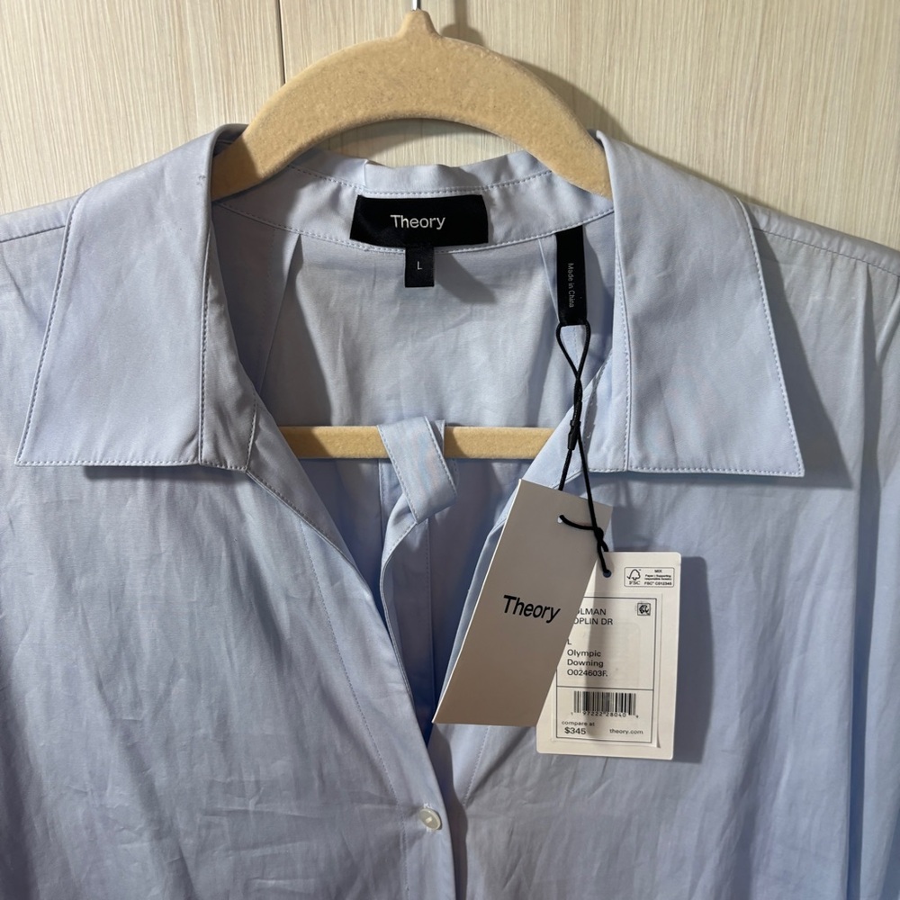 Theory Dolman Poplin Dress in Olympic Downing Blue – Size L NWT - Picture 5 of 7